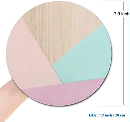 Round Mouse Pad, Wood Pink Green Purple Splice Mouse Pad, Washable Gaming - Image 2