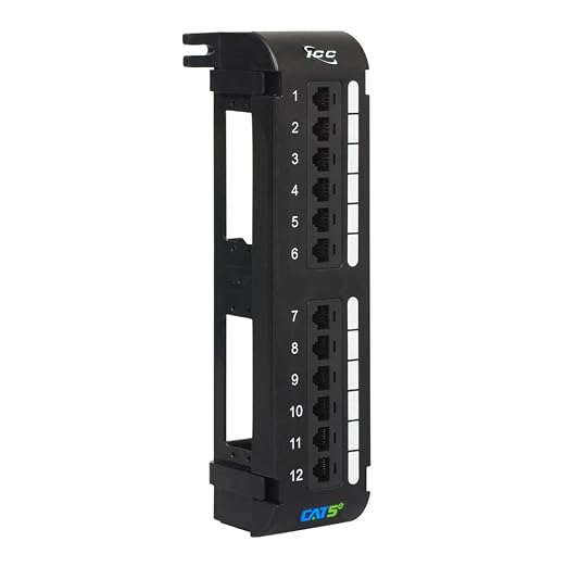 ICC CAT5e Patch Panel, UL Listed & PoE++ Rated Gigabit Applications, Wall Mount by ICC