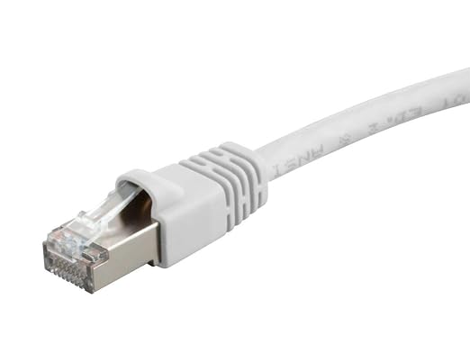 Monoprice Cat6A 1ft White Patch Cable Double Shielded 26AWG 10G Pure Bare by Monoprice
