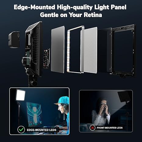2-Pack Key Light Panel Kit, LED Video Light Dimmable Bi-Color 3200-5600k Video - Image 5