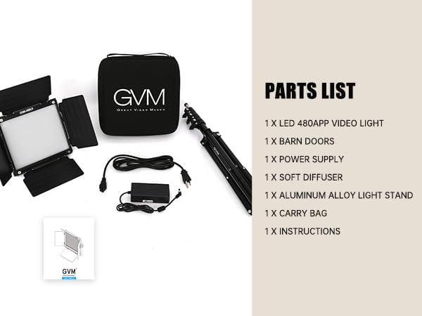 GVM 480 LED Video Light with Tripod, Dimmable 2300K-6800K LED Video Lighting - Image 8