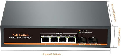 2.5G Unmanaged PoE Switch with 4 x 2.5G Base-T Ports and 2 x 10G SFP Uplink Port - Image 7