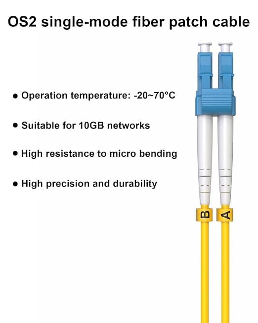 2FT LC to LC Single Mode Fiber Patch Cable, 5 Pack OS2 LC to LC Fiber Patch - Image 9