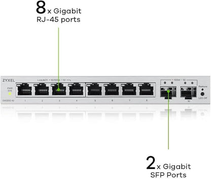Zyxel 8-Port Network Switch | Web Managed Gigabit Ethernet Splitter | 8X GbE + - Image 2