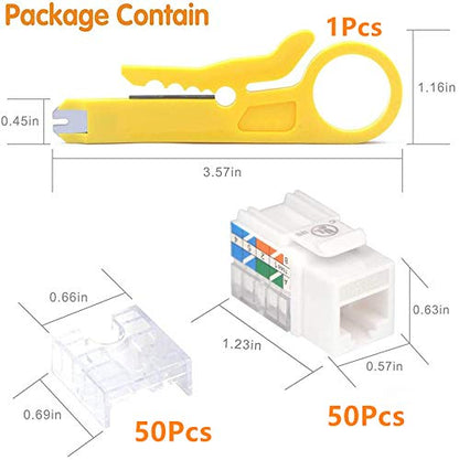 VCE Cat6 RJ45 Keystone Jacks UL Listed 50-Pack, Punch Down Ethernet Wall Jack - Image 3