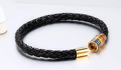Nanafast Titanium Stainless Steel Rainbow LGBT Pride Bracelet Handmade Braided - Image 6