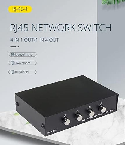 Toptekits 4 Port Way 8P8C RJ45 Network Ethernet Splitter Manual ABCD Sharing - Image 6