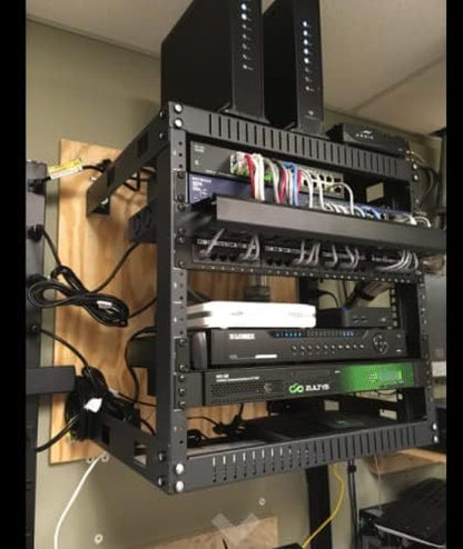 Kenuco Black 6U Wall Mount Open Frame Steel Network Equipment Rack 17.75 Inch - Image 2