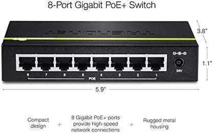 TRENDnet 8-Port Gigabit PoE+ Switch, 8 x Gigabit PoE+ Ports, 123W PoE Power - Image 5