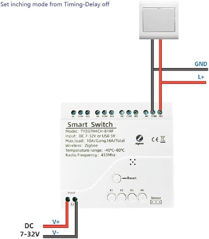 Zigbee Temperature Monitor Controller, 4 Channel 12V Tuya app Remote Dry - Image 4