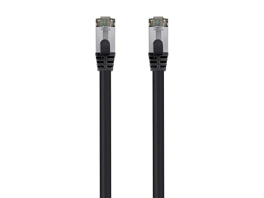 Monoprice Cat8 2ft Black Patch Cable Double Shielded 26AWG 2GHz 40G Pure Bare by Monoprice
