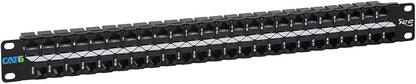 ICC CAT6 Feed-Through Patch Panel, 48 Port, 1U Rackmount, RJ45 Ethernet Patch by ICC
