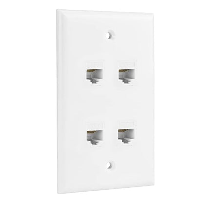 Ethernet Wall Plate, 4 Port Cat6 Female to Female Wall Jack Network RJ45 by RICNOS