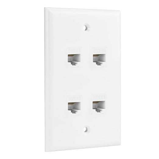 Ethernet Wall Plate, 4 Port Cat6 Female to Female Wall Jack Network RJ45 by RICNOS