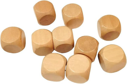 10 Pcs Wooden Dices, Round Corner Cube Dice 6 Sided Blank Dice DIY Graffiti by Unknown