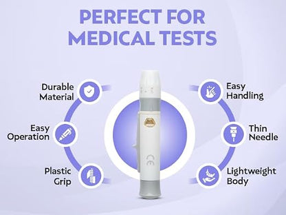 One Step Lancing Device Pen, 5 Depth Settings, Less Pain Design, Blood Sampling - Image 5