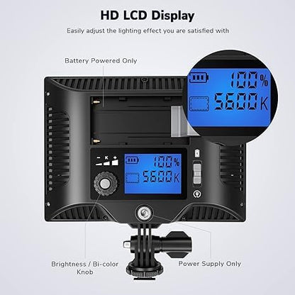 2-Pack Key Light Panel Kit, LED Video Light Dimmable Bi-Color 3200-5600k Video - Image 4