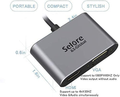 USB C to HDMI VGA Adapter, USB Type C to VGA HDMI Thunderbolt 3 VGA Adapter - Image 7