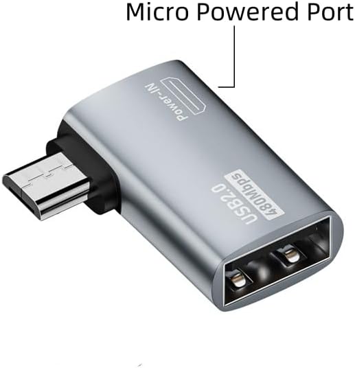 Powered Right Angle USB 2.0 Micro Male to USB Female Host OTG Adapter - Image 3