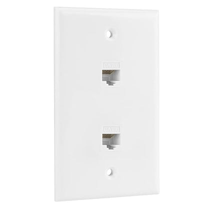Ethernet Wall Plate, 2 Port Cat 6 RJ45 Keystone Female to Female Wall Plate by RICNOS