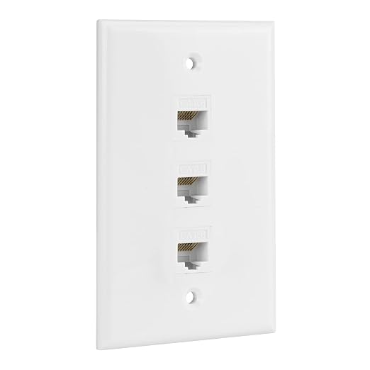 Ethernet Wall Plate, 3 Port Cat6 Female to Female Wall Jack Network RJ45 by RICNOS