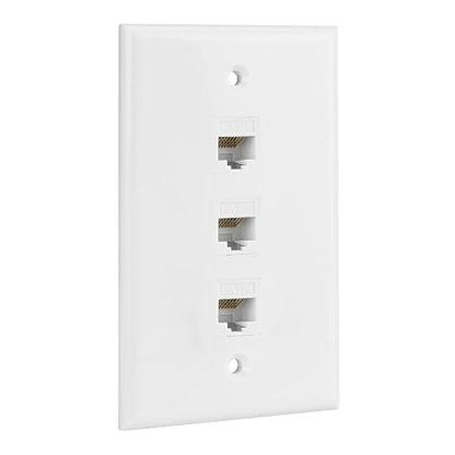 Ethernet Wall Plate, 3 Port Cat6 Female to Female Wall Jack Network RJ45 by RICNOS