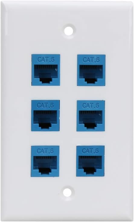 Cat 6 Ethernet Wall Plate 6 Port, Ethernet Wall Plate Female-Female Removable by Phizli