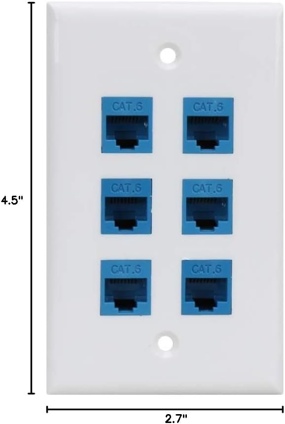 Cat 6 Ethernet Wall Plate 6 Port, Ethernet Wall Plate Female-Female Removable - Image 8