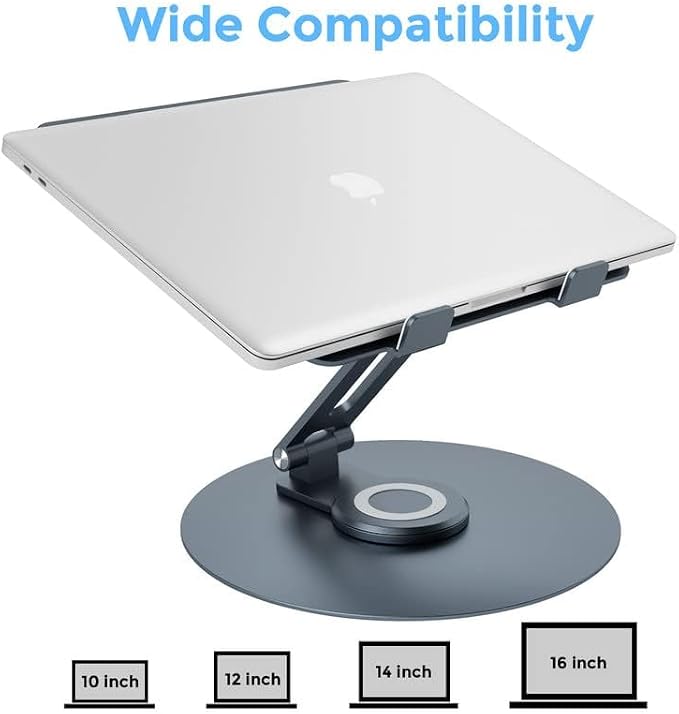 Swivel Laptop Stand for Desk, Adjustable Height Aluminum Computer Stand - Image 4