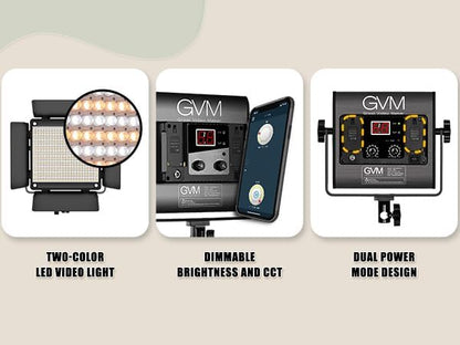 GVM 480 LED Video Light with Tripod, Dimmable 2300K-6800K LED Video Lighting - Image 6