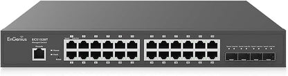 EnGenius Cloud Managed ECS1528T 24-Port 13” Compact Gigabit Switch w/ 4 SFP+ by EnGenius
