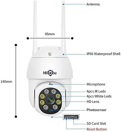 Hiseeu 2Pcs 5MP Security Camera PTZ Wireless Cameras Two Way Vioice - Image 8