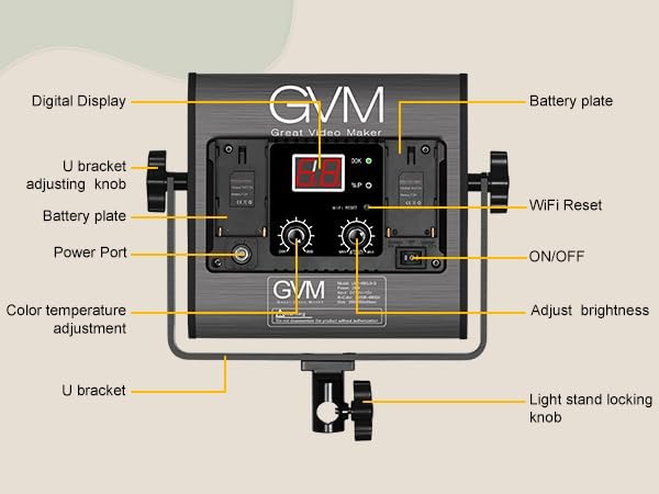 GVM 480 LED Video Light with Tripod, Dimmable 2300K-6800K LED Video Lighting - Image 7