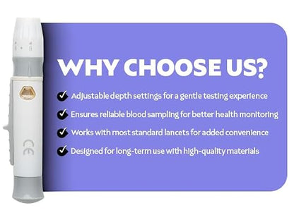 One Step Lancing Device Pen, 5 Depth Settings, Less Pain Design, Blood Sampling - Image 9