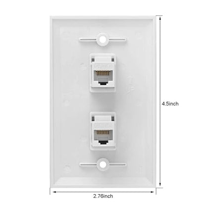Ethernet Wall Plate, 2 Port Cat 6 RJ45 Keystone Female to Female Wall Plate - Image 2