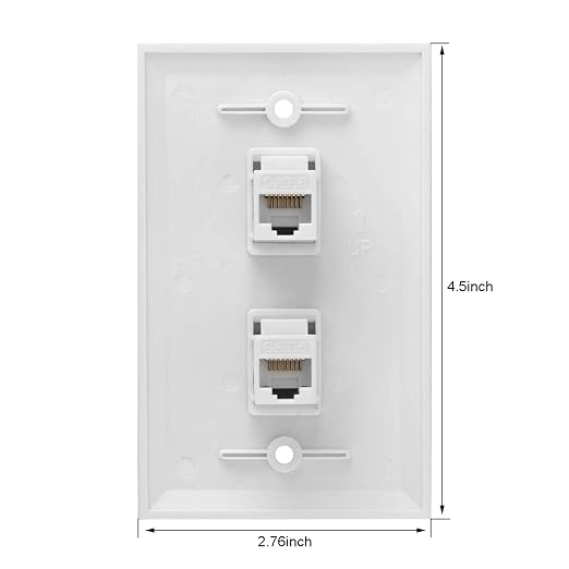Ethernet Wall Plate, 2 Port Cat 6 RJ45 Keystone Female to Female Wall Plate - Image 2