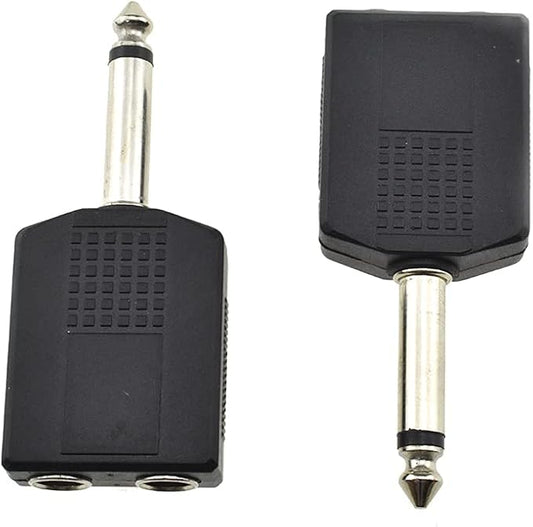 Hahiyo 6.35 M-2x6.35 F-TS Stereo Plug Interconnect Audio One Male 6.35mm and by HAHIYO