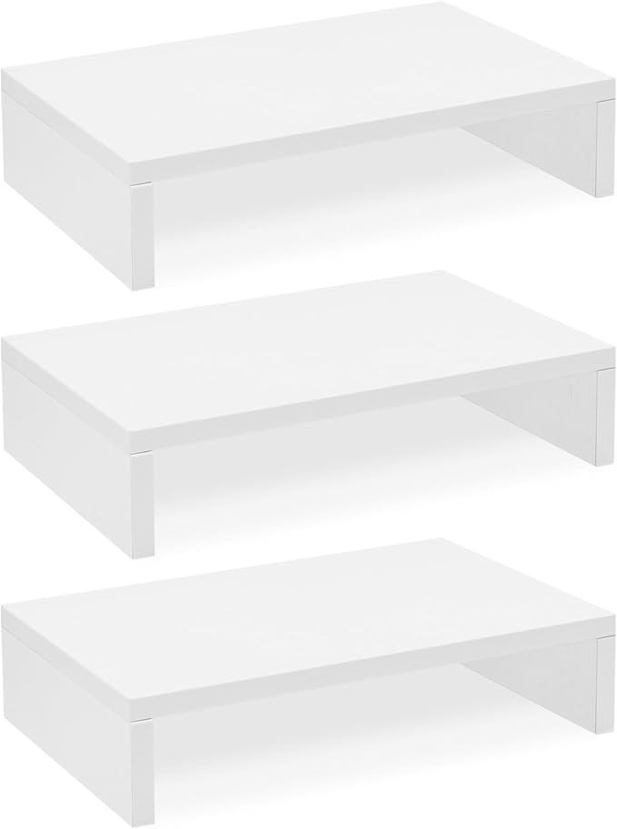 TEAMIX Monitor Stand Riser-3 Packs, Wood 3 Tiers Adjustable Monitor Stand Dual by TEAMIX