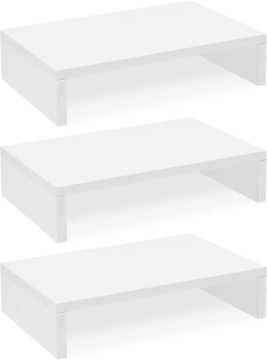 TEAMIX Monitor Stand Riser-3 Packs, Wood 3 Tiers Adjustable Monitor Stand Dual by TEAMIX