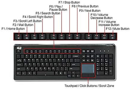 Adesso WKB-4400UB Wireless Desktop Touchpad Keyboard - Image 7