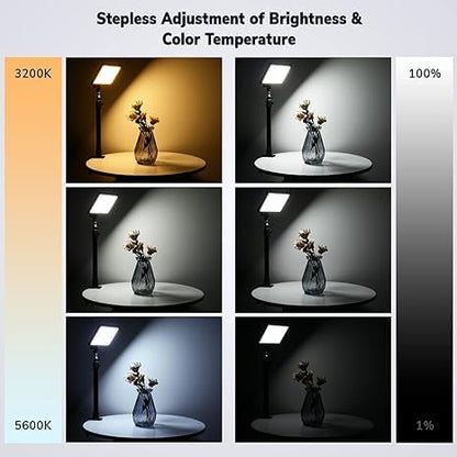 2-Pack Key Light Panel Kit, LED Video Light Dimmable Bi-Color 3200-5600k Video - Image 2
