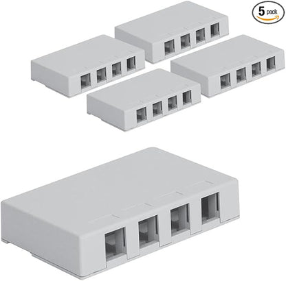 ICC 4 Port Surface Mount Box in White, 5 Pack, Works by ICC