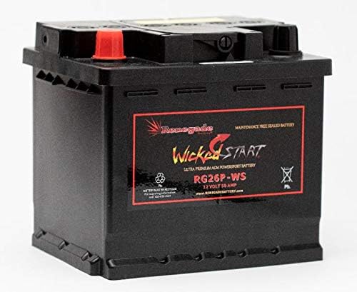 RG26P-WS; Polaris SEALED MAINTENANCE FREE AGM BATTERY 600+ CCA'S 4014132-P by RENEGADE+BATTERY