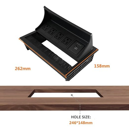 ZESHAN Brush Cable Cubby Connectivity Box Conference Table Power Box - Image 6