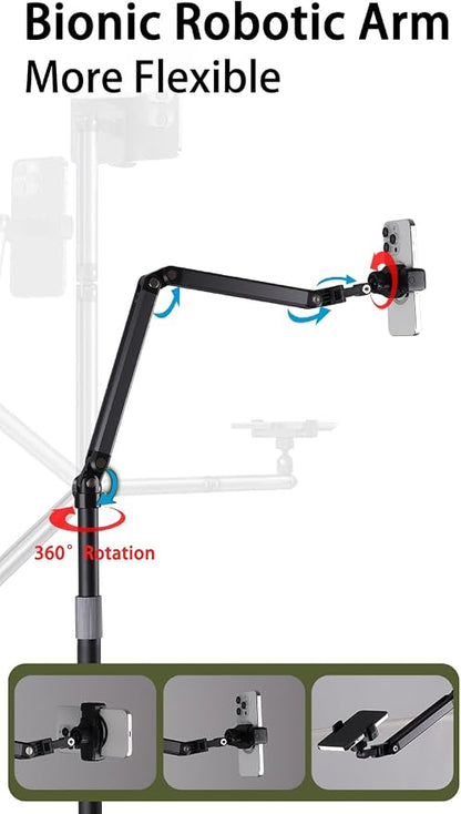 Phone Floor Stand for Recording Cell Phone Holder for Bed, Adjustable Tall Stand - Image 2