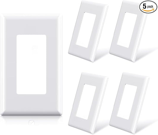 ELEGRP 1-Gang Glossy White Screwless Decorator Wall Plates, Standard Size by ELEGRP%7CELEGROUP