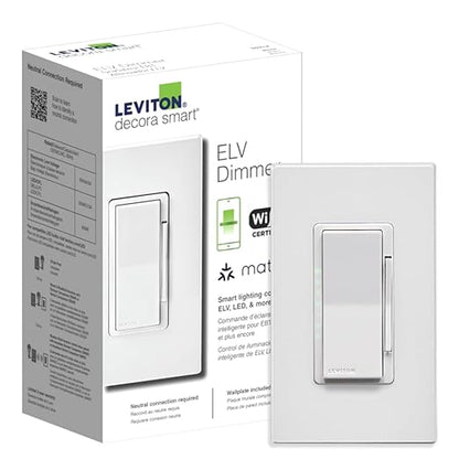 Leviton Decora Smart ELV/LED, Phase Selectable Dimmer Switch, Wi-Fi 2nd Gen by Leviton