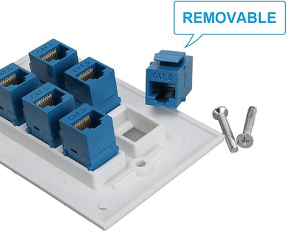 Cat 6 Ethernet Wall Plate 6 Port, Ethernet Wall Plate Female-Female Removable - Image 3