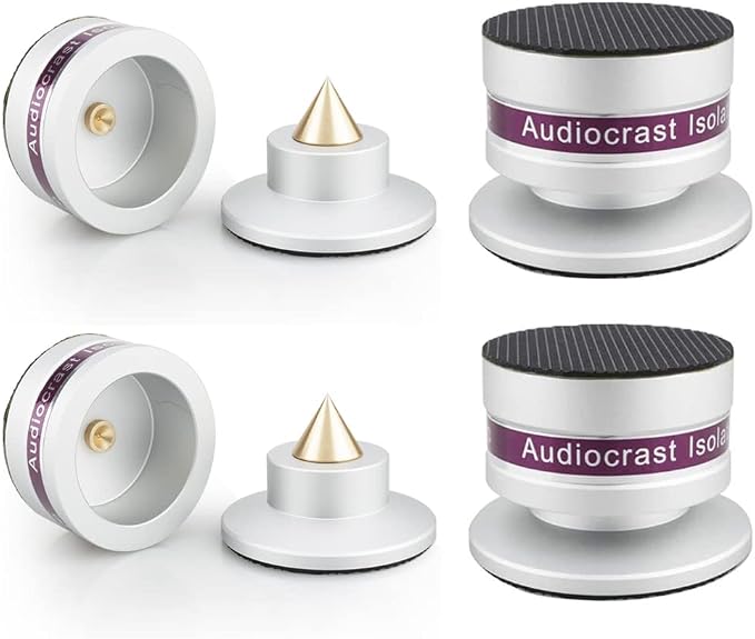 Tertullus 4 Pcs Aluminum Speaker Spike+Speaker Isolation Feet Top Pad Turntable by Tertullus