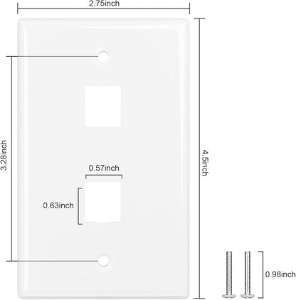 FGB 2-Port Keystone Wall Plate 20-Pack, Low-Profile Single Gang Wall Plates - Image 4